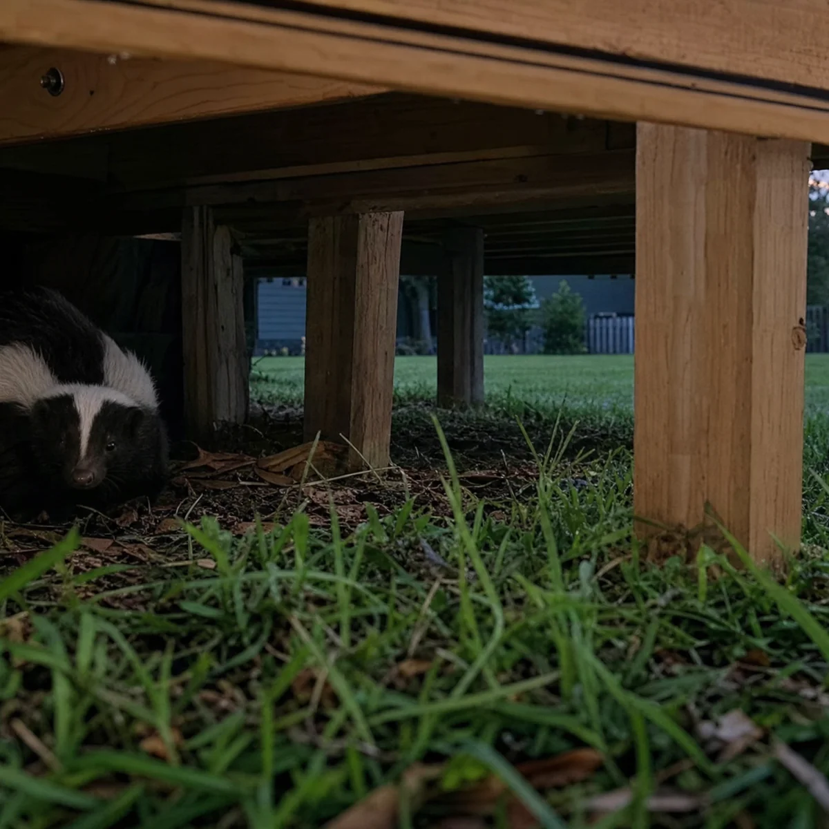 Skunk under a deck