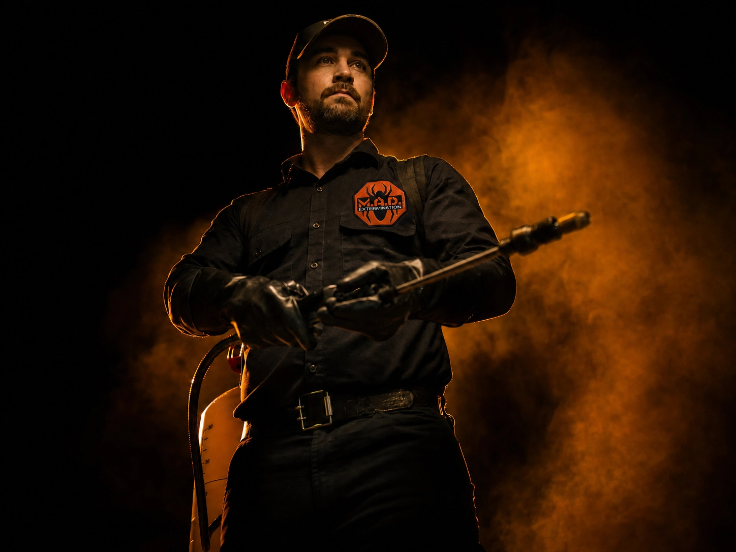 M.A.D. Extermination technician on the job
