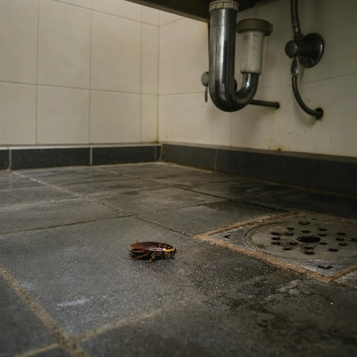 Blatte dans une salle de bain