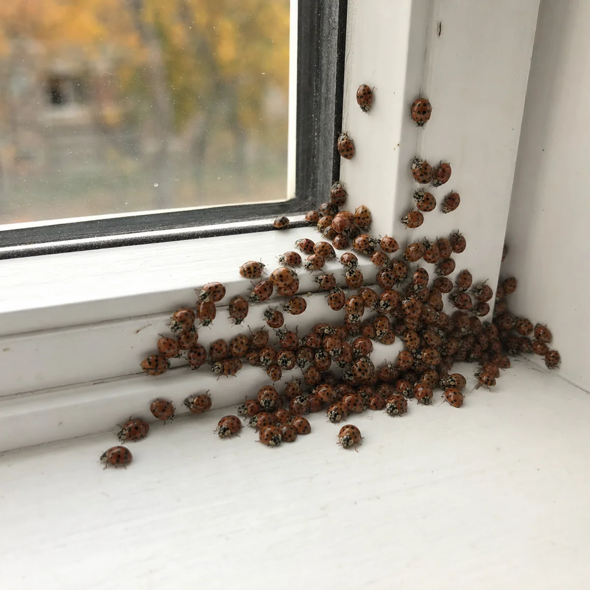 Asian lady beetle on a window