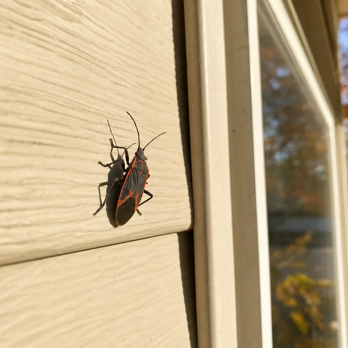 Boxelder bug on an exterior wall
